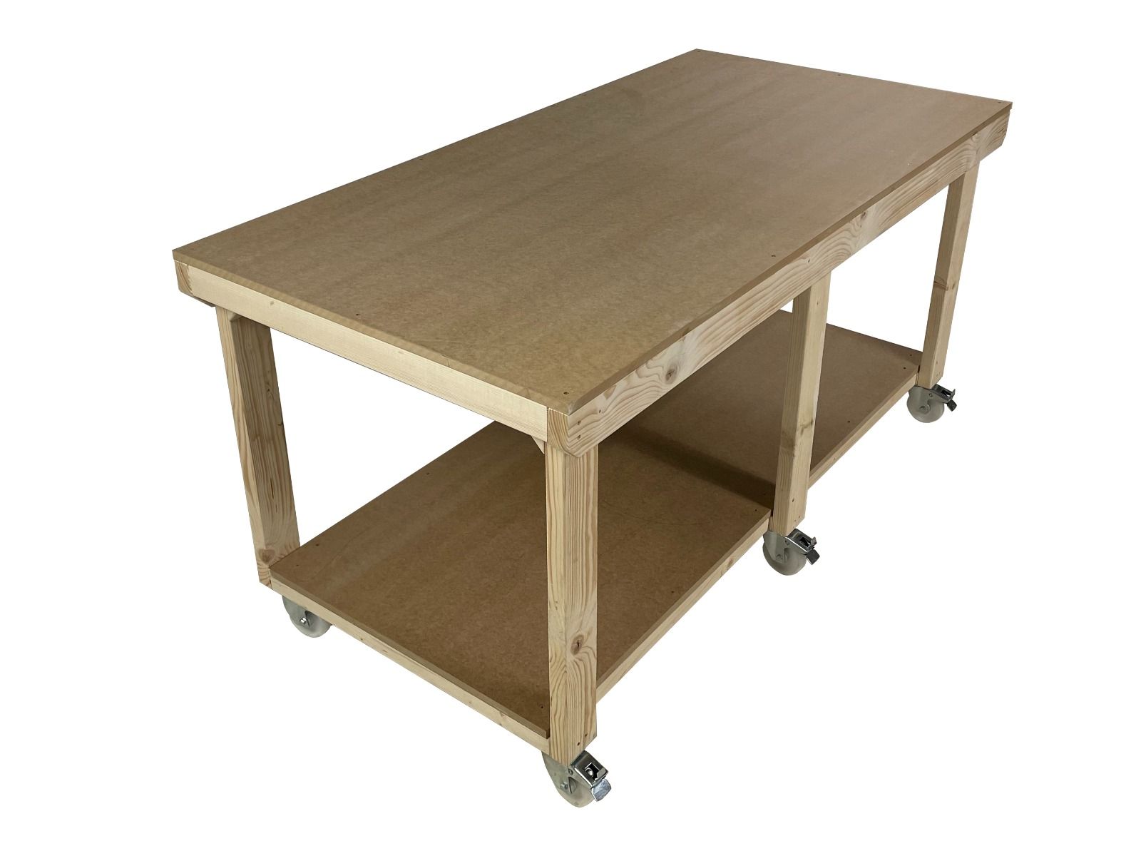 Wooden Workbench MDF Top Depth-3ft With Wheels
