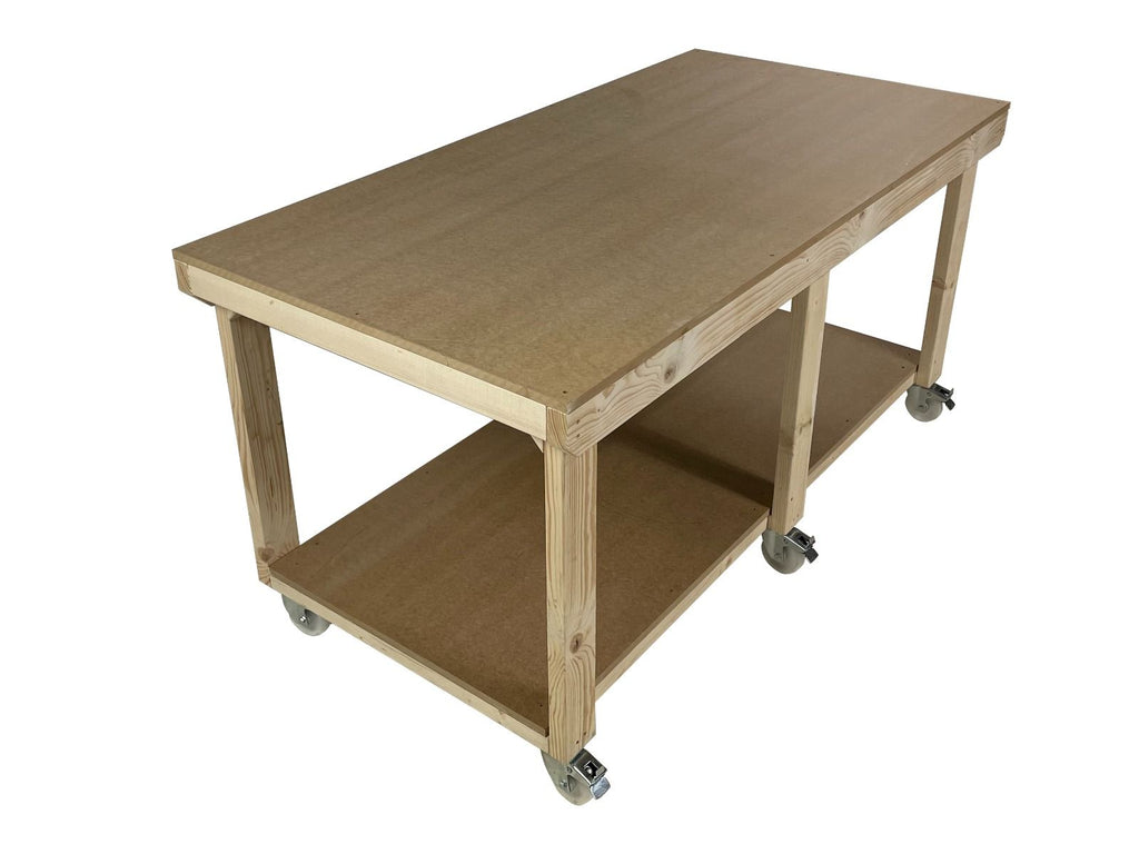 Wooden Workbench MDF Top Depth-4ft With Wheels