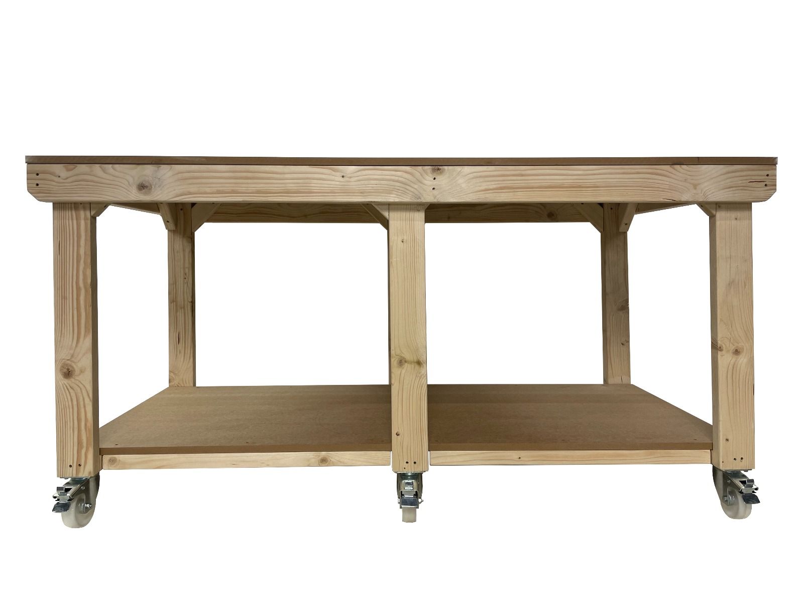 Wooden Workbench MDF Top Depth-3ft With Wheels
