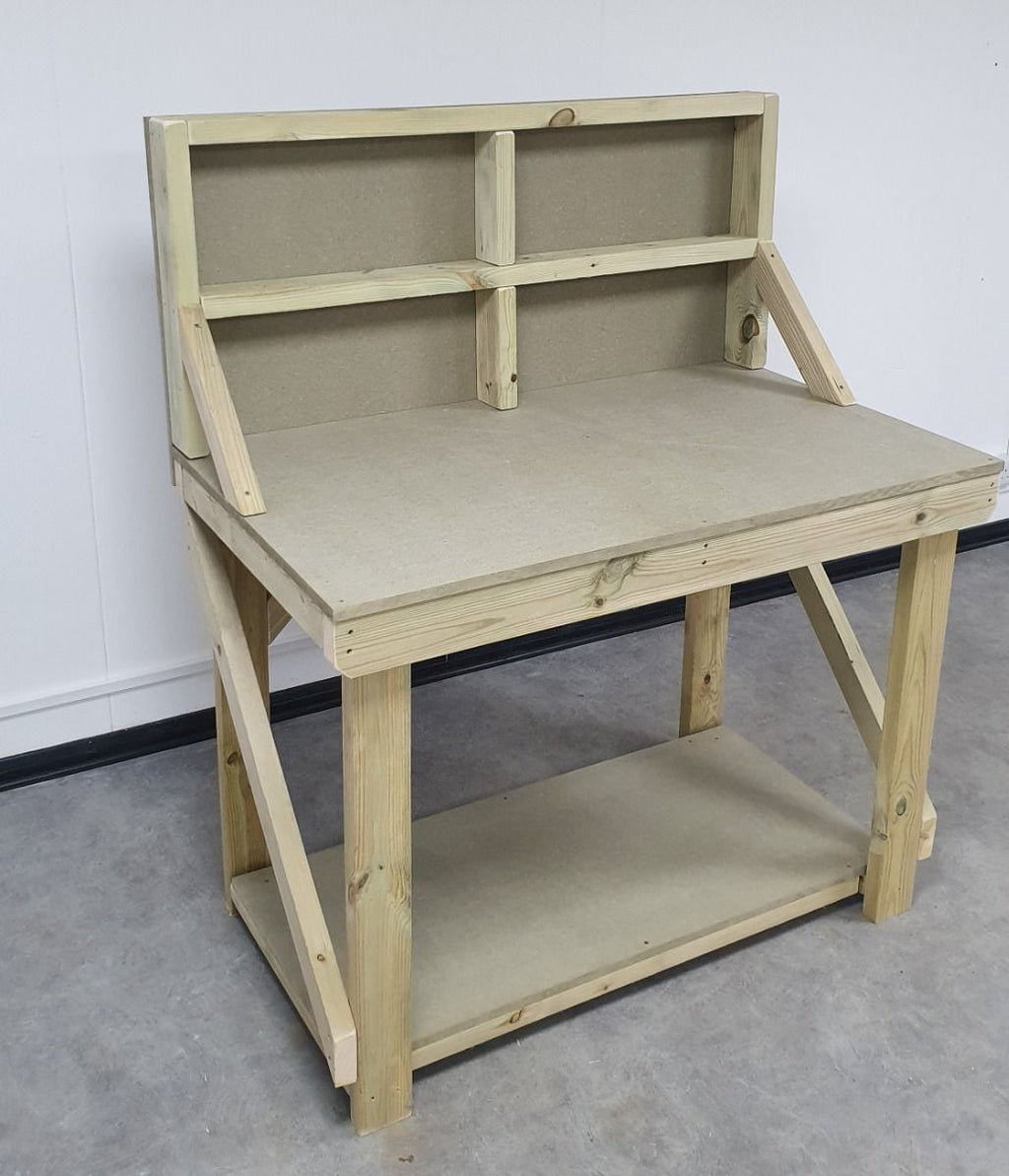 Wooden workbench 18mm uniMDF Moisture resistant top with back panel