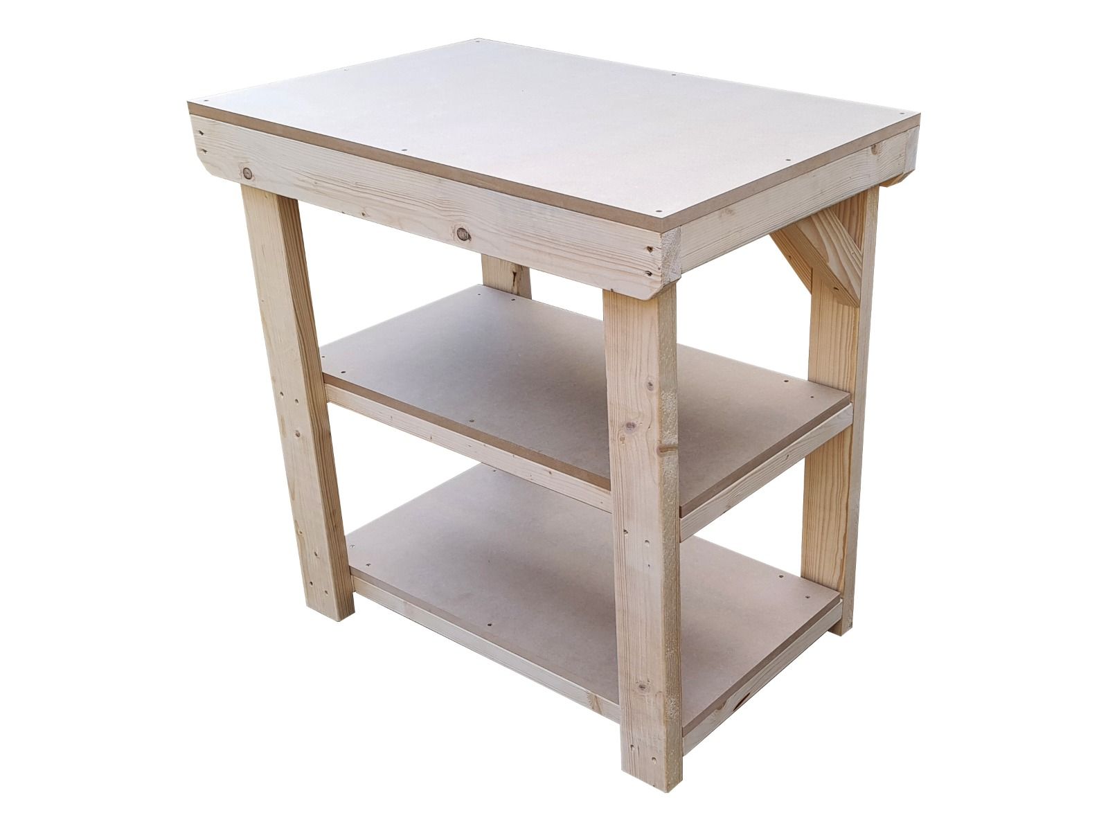 Wooden 18mm MDF Top Workbench with Double Shelf (Clearance range)